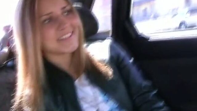 Horny dude persuades a mesmerizing blondie to fuck in a car