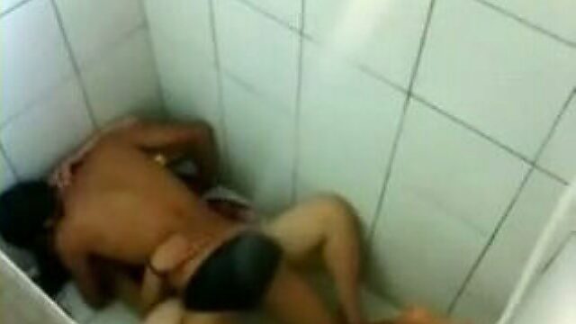 Perverted dude can't stop fucking svelte brunette's twat in the shower