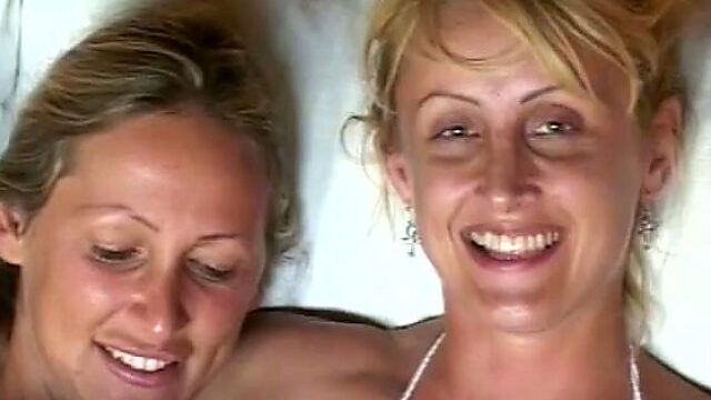 Two sexy blonde lesbians have fun in role play game