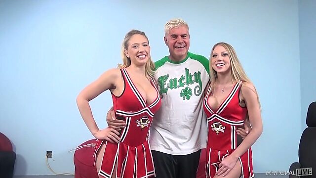 Beautiful cheerleaders are fucked by horny trainer