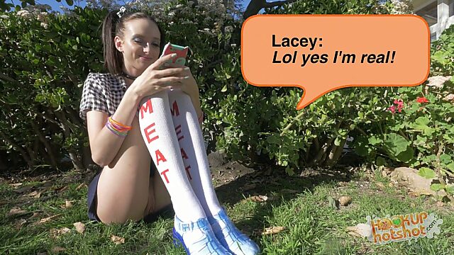 Slutty teen Lacey is fucked in her butt hole before messy facial scene