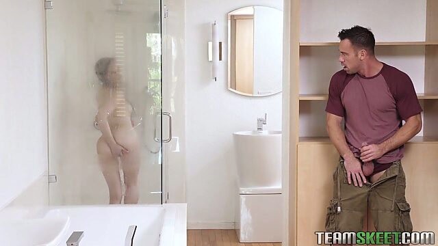 Jenna Ross caught her step brother spying on her in the shower