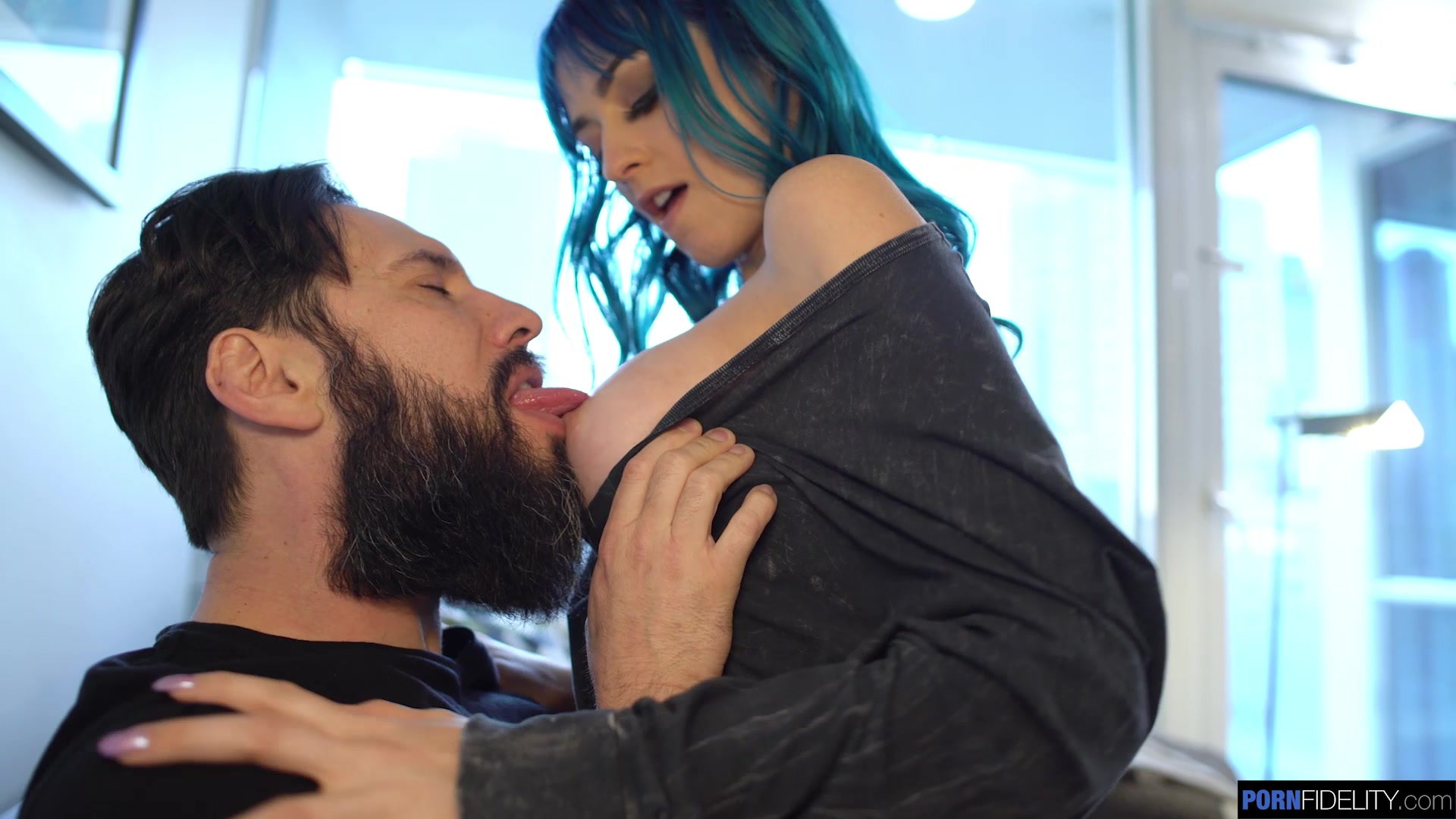 Blue haired chick Jewelz Blu is fucked by bearded boyfriend - AnySex.com  Video