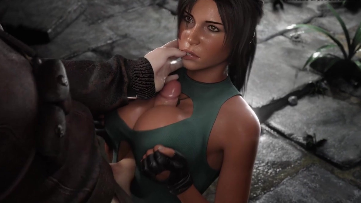 Lara Croft from Tomb Raider gives titsfuck in the cave pic