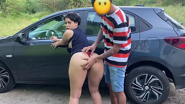 Brazilian babe got fucked on the car's hood
