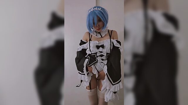 Asian cosplayer girl fucked in her maiden dress pov