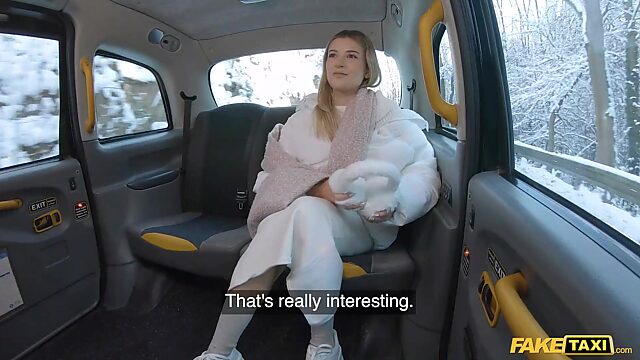 Blonde Amateur Gorgeous Model Rides Taxi Driver in Steamy Backseat POV
