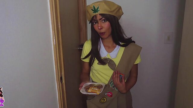 Petite scout girl eats my cum with her cookies