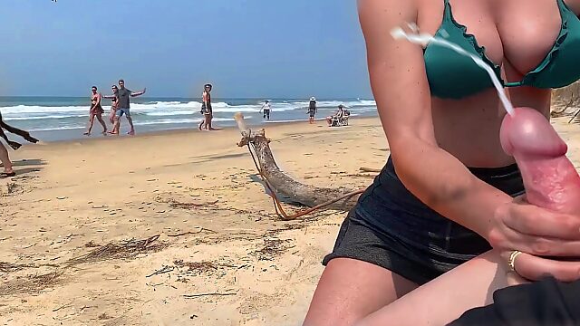Cum explosion featured in a kinky video shot at the beach