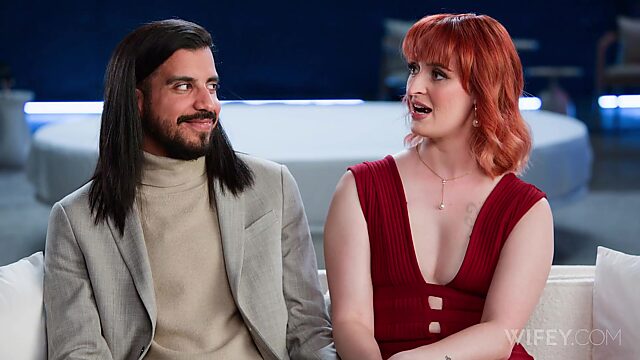 Pale redhead swallows BBC cum before cuckold punishes her