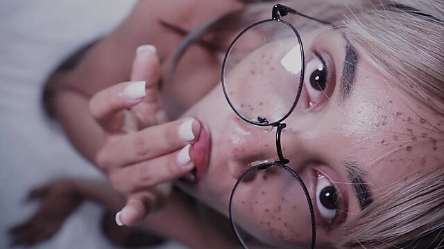 Nerdy teen with glasses and freckles can’t stop thinking about your cock