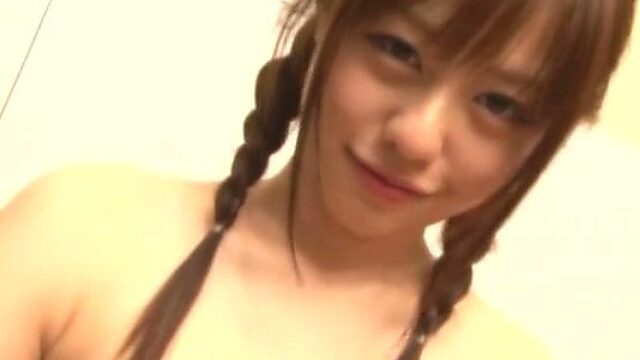 Naked cutie Rina Rukawa takes a bath and shows her tits